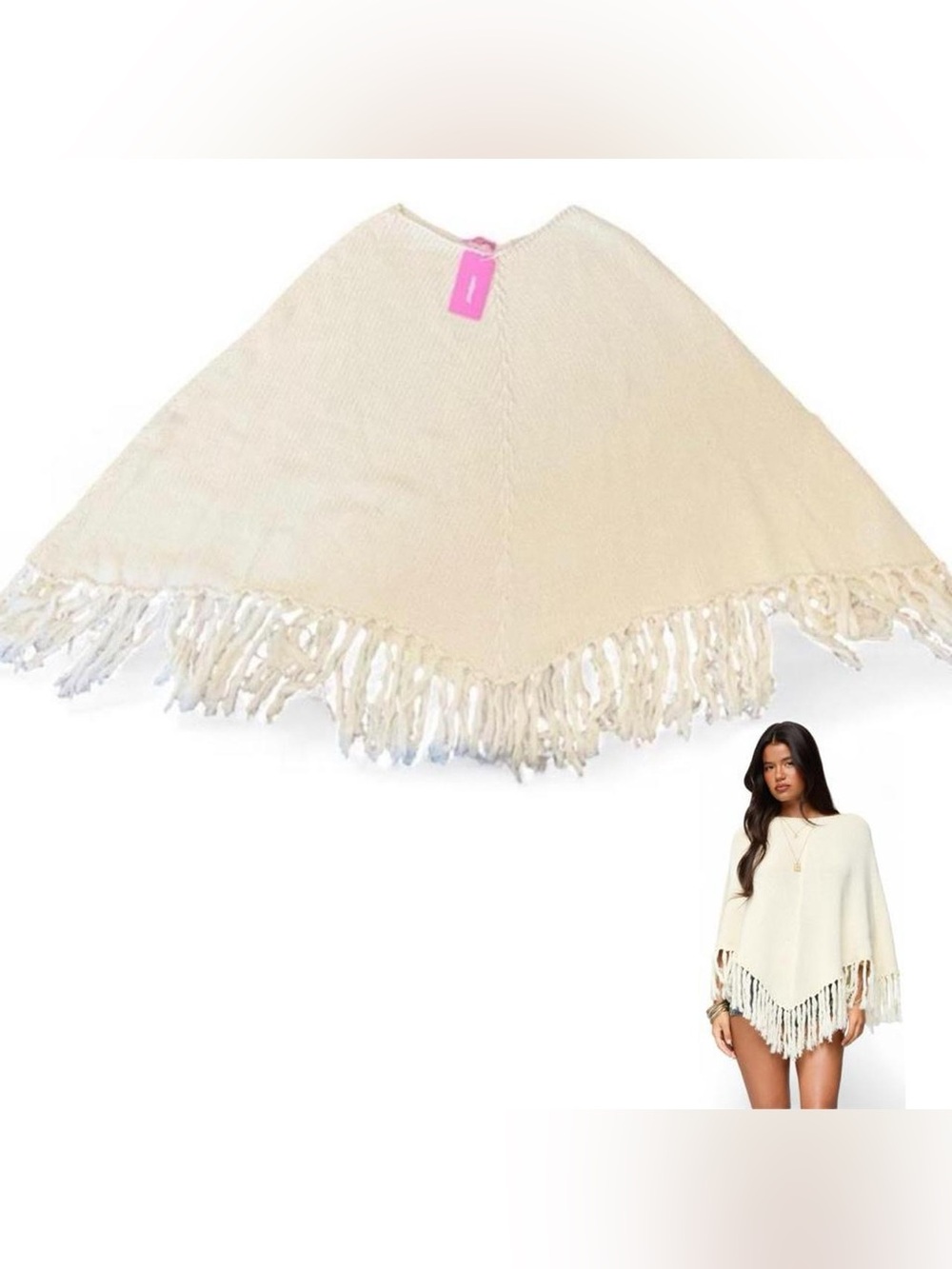 EDIKTED Kamila Fringe Trim Cotton Poncho!